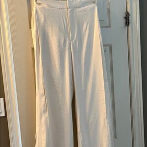 Zara viral Cream flowy satin effect Trousers